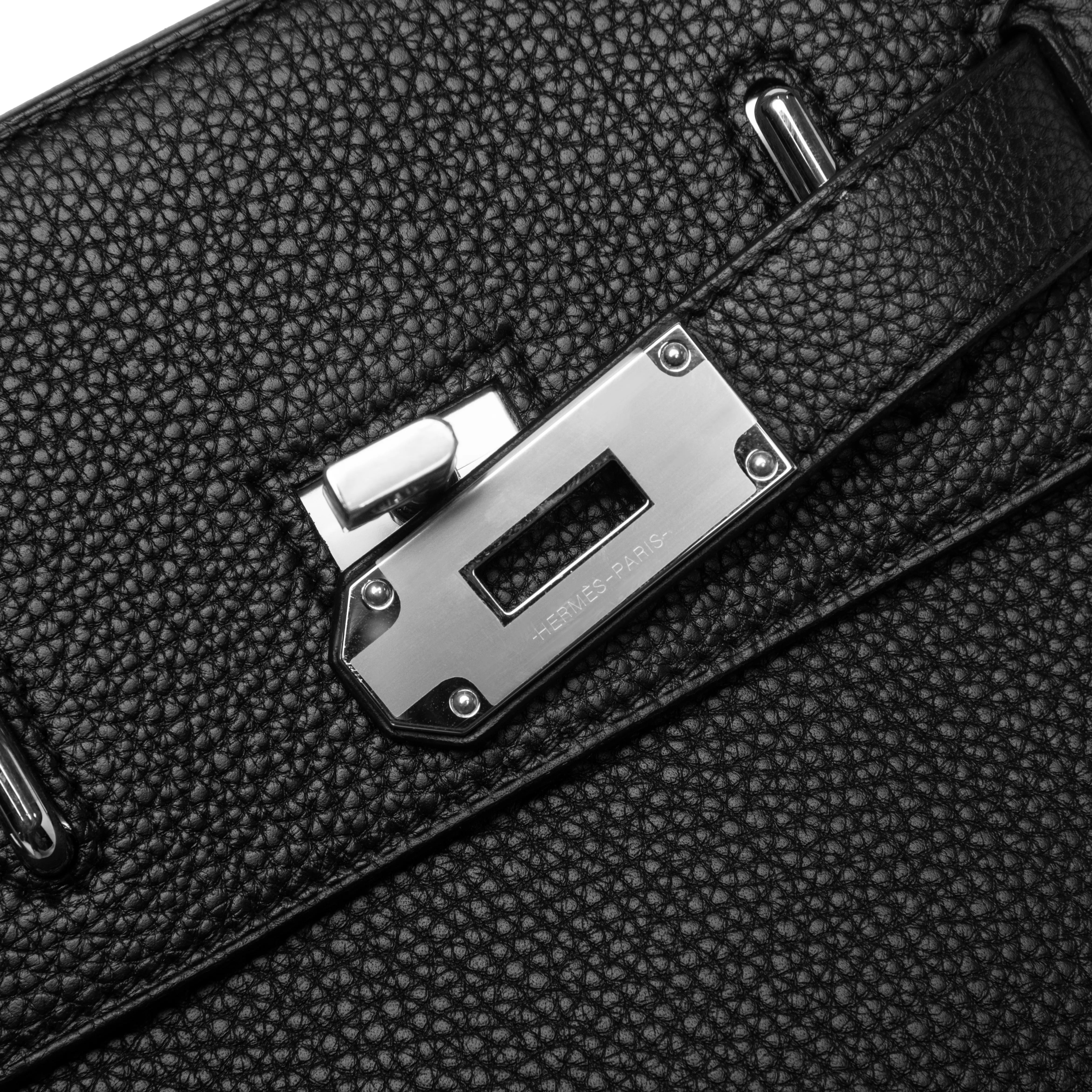 Detailed View of Hermes Hac a Dos PM Togo Calfskin Black Palladium Hardware Backpack